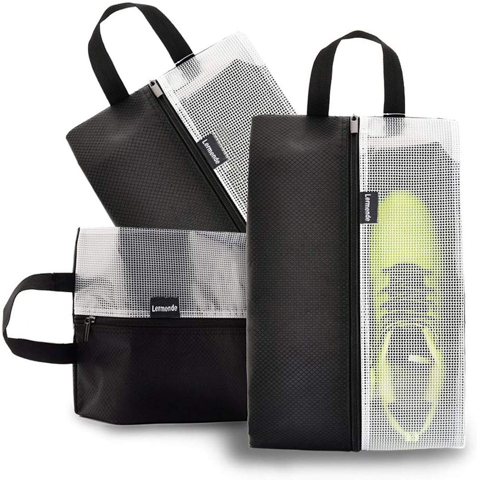 Drawstring Dust-Proof Shoe Bag for Storage Drawstring Black Waterproof Nylon Organizer Storage Tote Pouch Lermende 5pcs Shoe Bags for Travel 